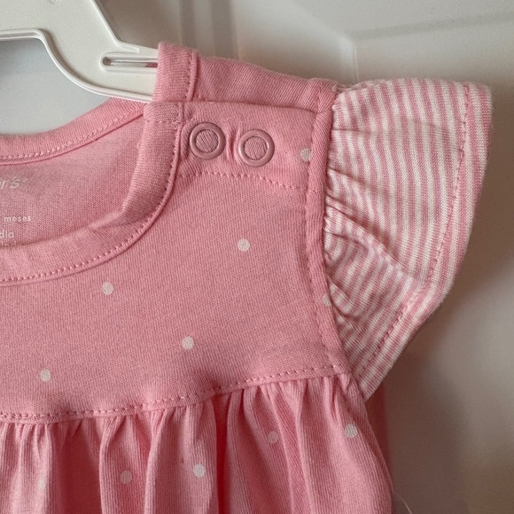 Carters Baby Girl Romper One Piece Pink Polka Dot Size 9M NEW WITH TAGS - Picture 4 of 5